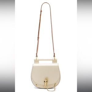 Sancia Babylon crossbody bag in ecru and whiskey